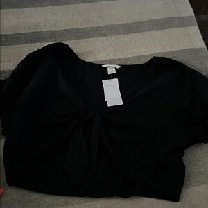 H&M Black Blouse with Front Tie